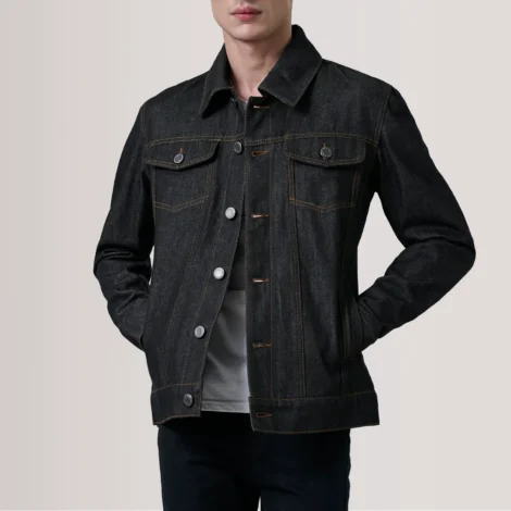 Conard Faded Black Denim Trucker Jacket