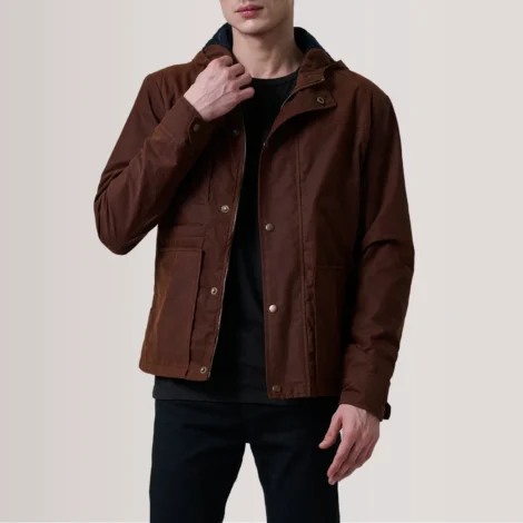 Marlo Brown Canvas Hooded Work Jacket