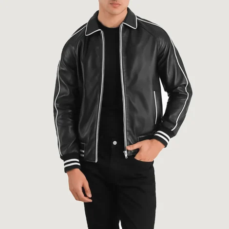 Vaxton Black Hybrid Varsity Jacket