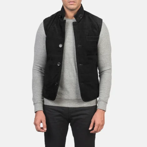 Tony Black Suede Vest